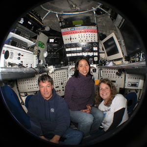 Dr. Rika Anderson (center) and colleagues in the DSV Alvin ~7 years ago.