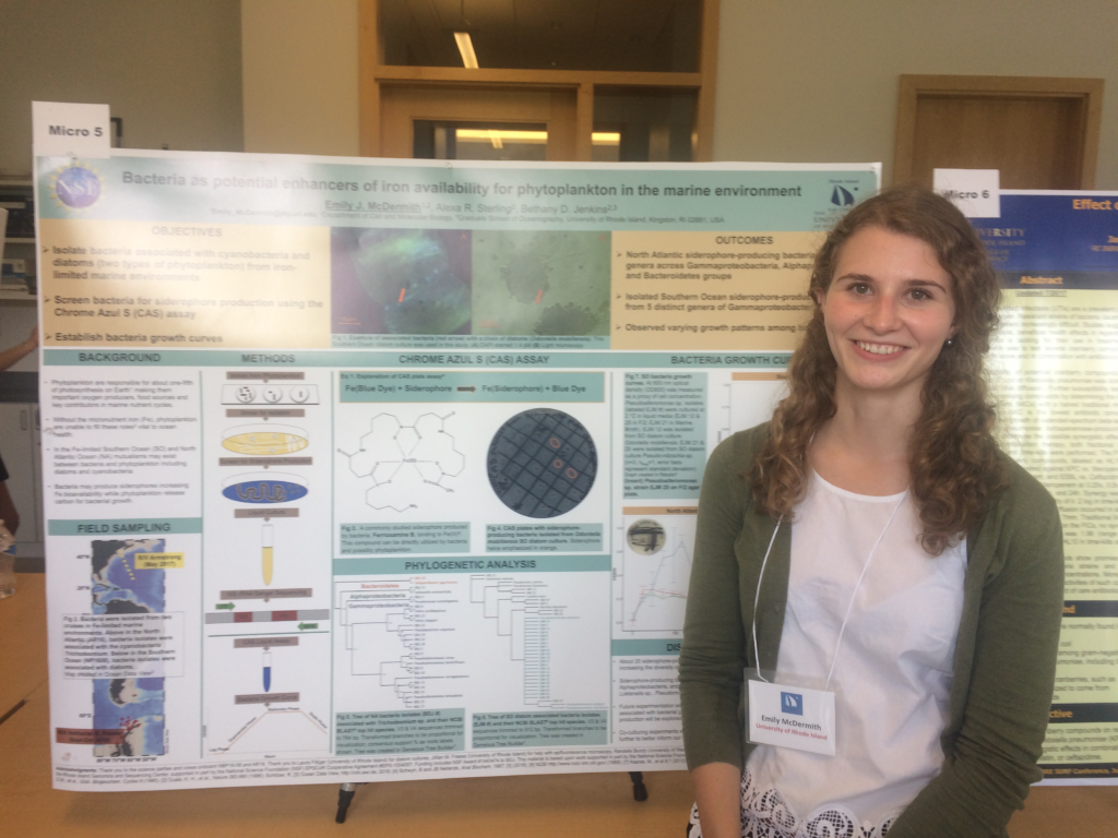 Emily McDermith presenting her poster at the NSF EPSCoR Summer Undergraduate Research Fellowship Symposium